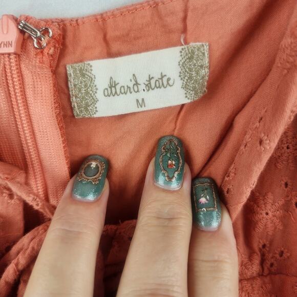 Altar'd State Dress Womens M Babydoll Eyelet Prairiecore Cottagecore - Picture 3 of 9